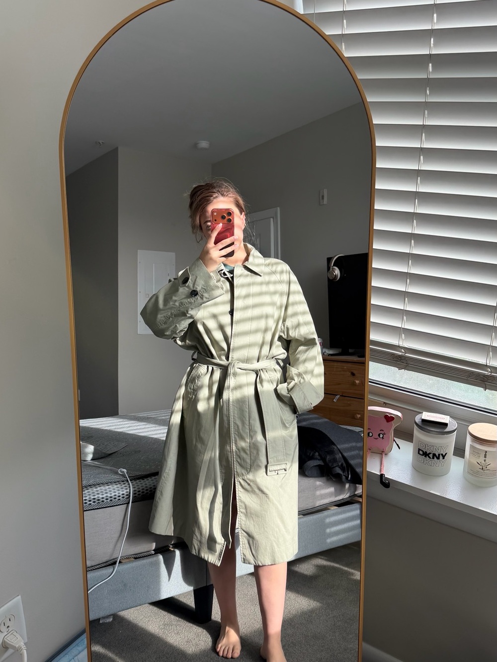 Light Sage Trench Coat with Belt